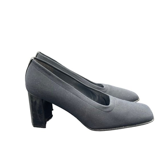 Stuart Weitzman Heels Womens 7.5 B Gore-Tex Rainaway Pumps Black Square Toe - Picture 5 of 7